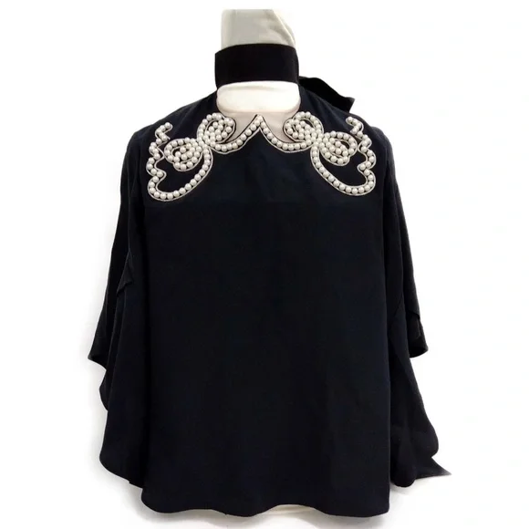 Fendi | Tops | Fendi Black Silk Beaded Top Size 36 | Poshmark